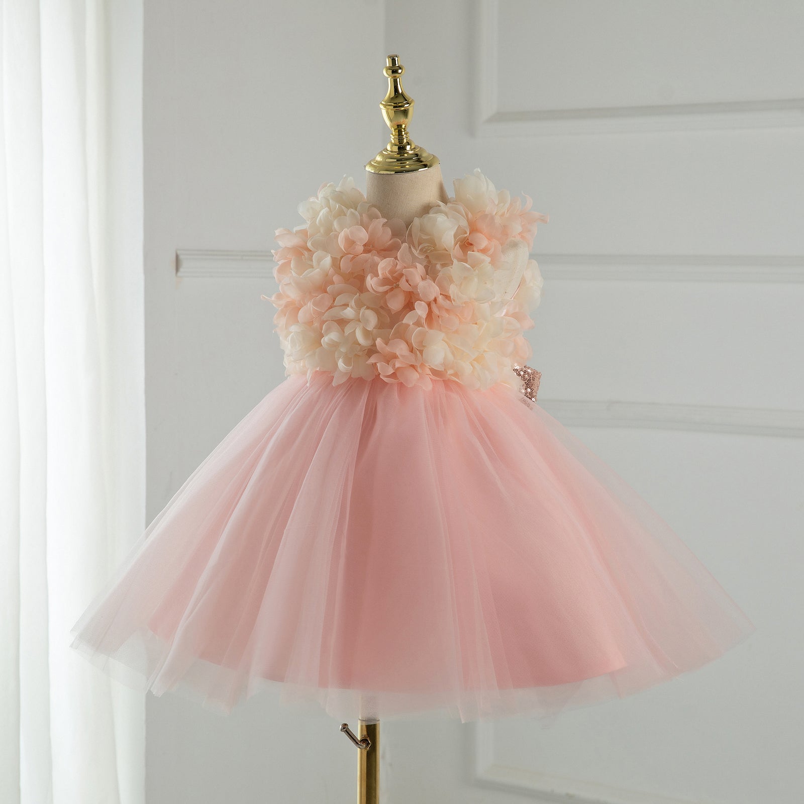 birthday dress 2 year old Baby Girl and Toddler Easter Princess Dress Summer Sleeveless Petal Puffy Party Dress, Pink / 7-8 Years (140cm) tie strap Firerie Plus Size Women's Size:Coat Size 40 Due to the light