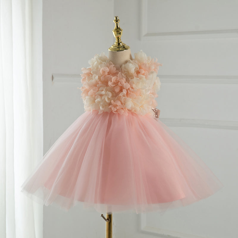 Baby Girl and Toddler Easter Dress Princess Dress Summer Sleeveless Petal Puffy Birthday Party Dress, Pink / 7-8 Years (140cm)