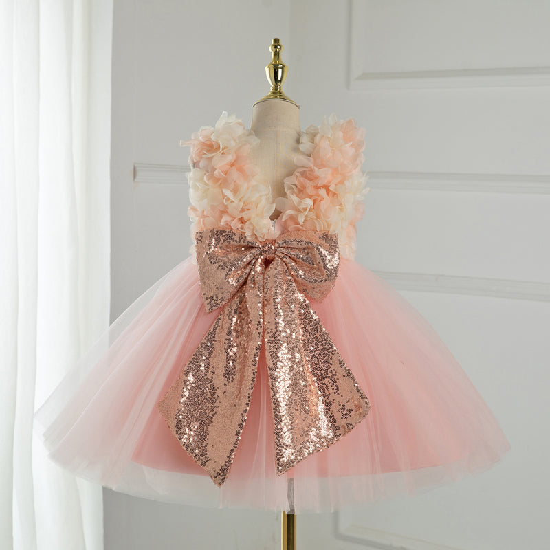 Flower Girl Dress Rose Gold Infant Dress Baby Flower Girl Dress Rose Gold Sequin, Ivory Tulle Flower Girl Dress Rose Gold Infant Dress Baby Flower Girl Dress Rose Gold Sequin, Ivory Tulle