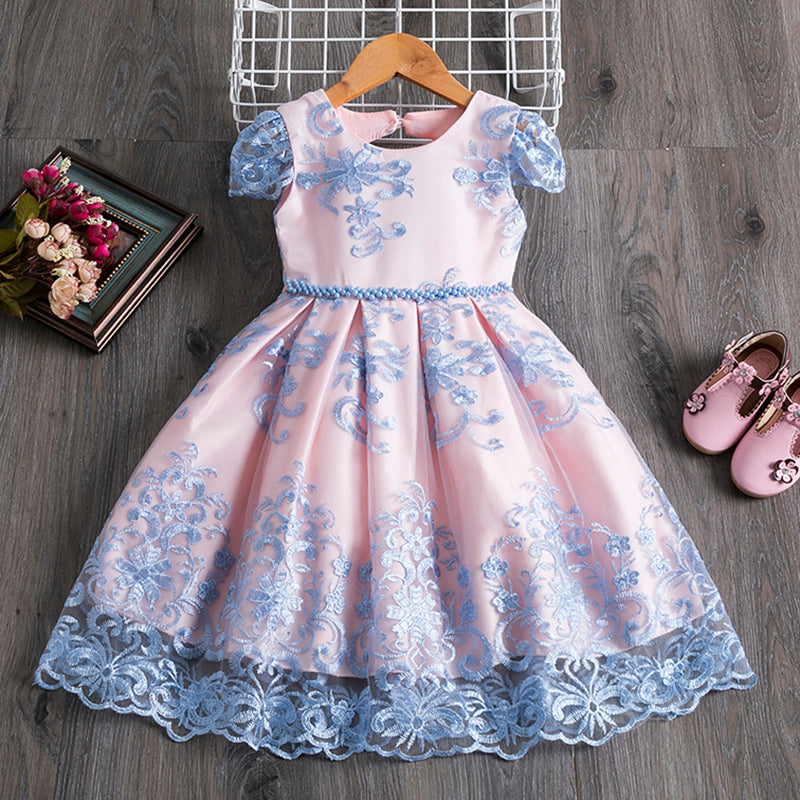 Baby Girl Princess Dress Toddler Summer Embroidery Bow Puffy Birthday Party Dress Girls Pageant Dresses