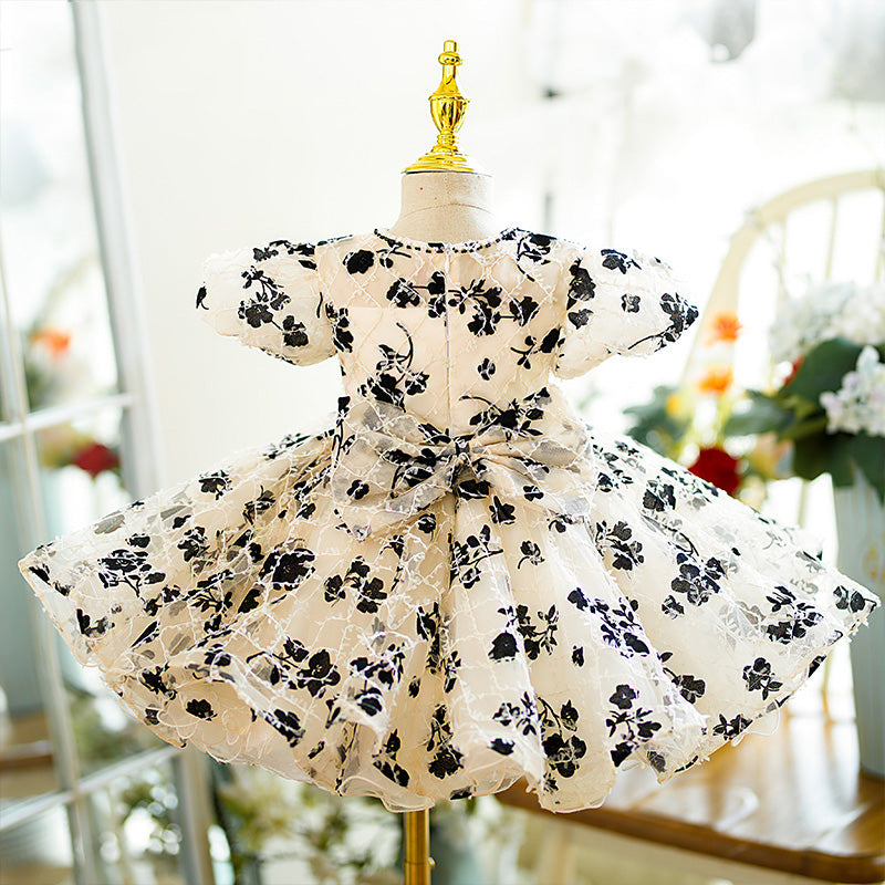 Baby Girl Dress Toddler Pageant Summer Print Puffy Puff Sleeves Princess Party Dress