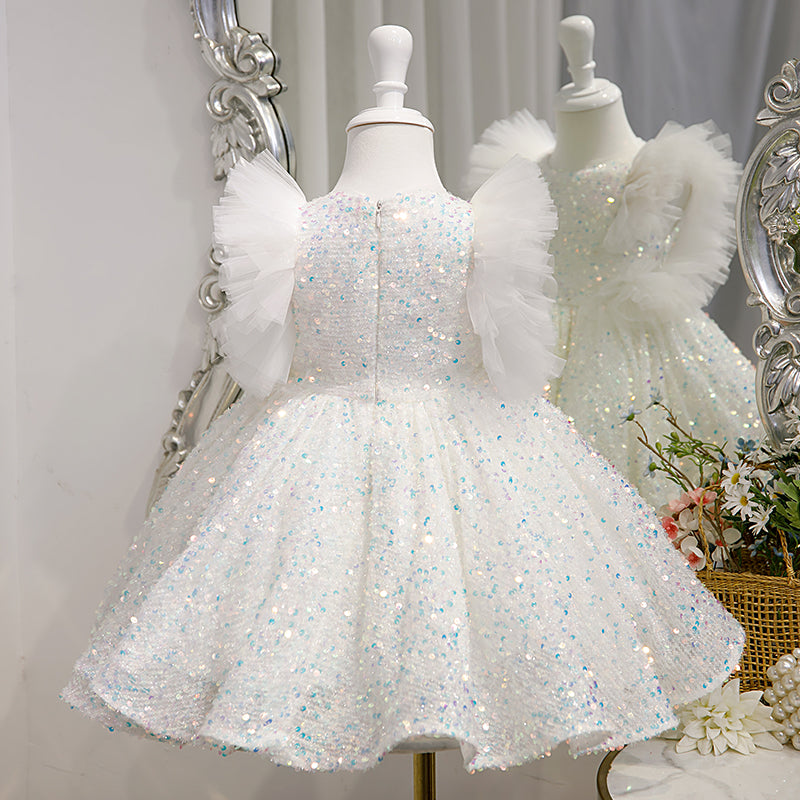 Baby Girl Easter Dress Girl White Flower Girl Fluffy Birthday Party Cake Baptism Dress