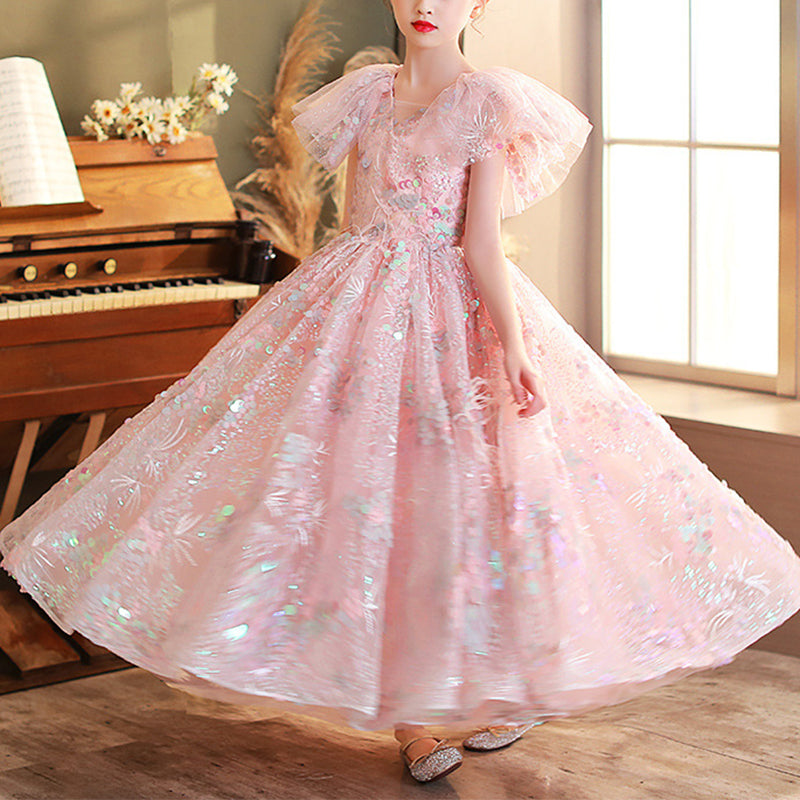 Elegant Girl Sequins Birthday Party Princess Dress