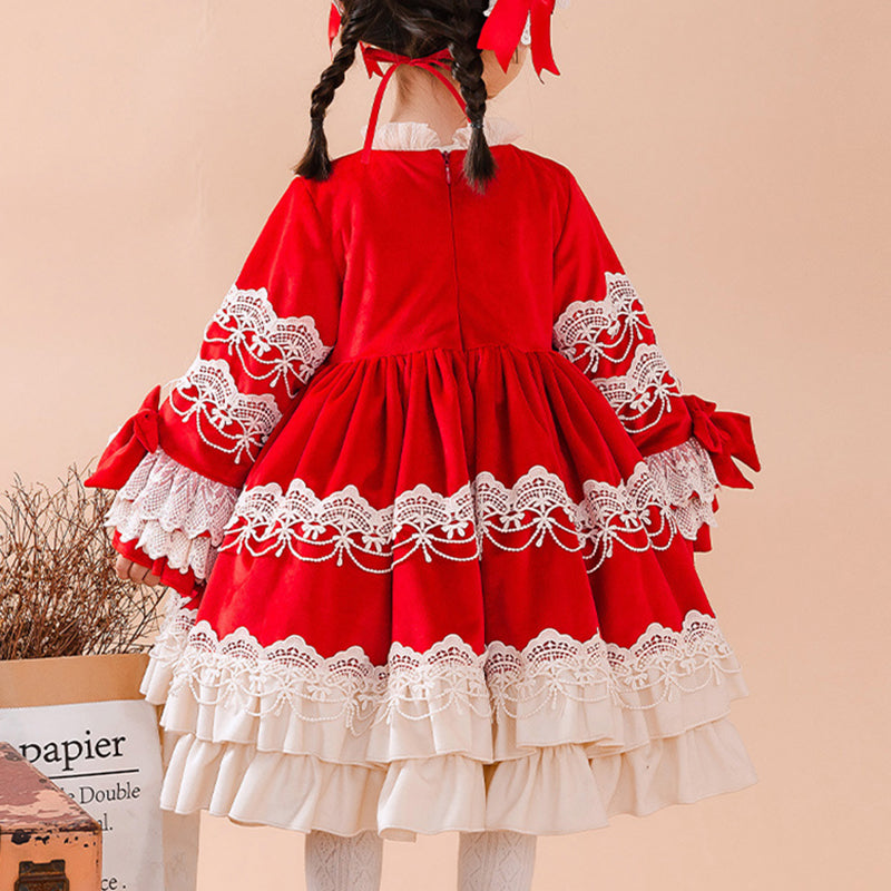 Baby Girl Red Lolita Birthday Party Dress