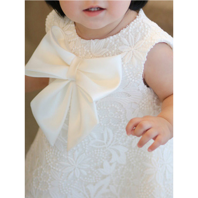 Baptism Dresses Baby Girl Summer Sleeveless Bow Tie Princess Dress Toddler Birthday Party Dress