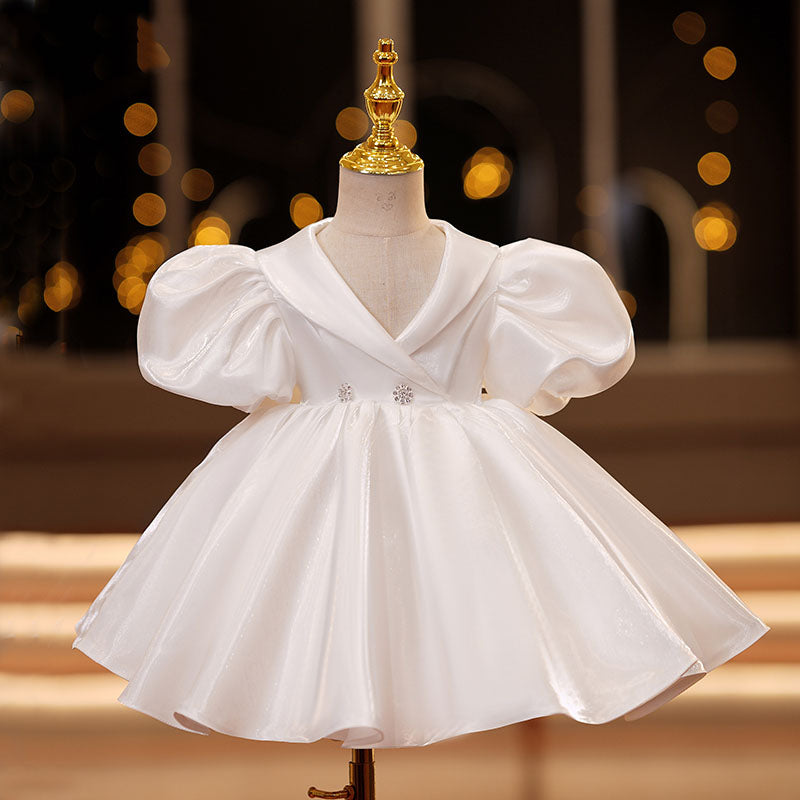 V-neck Puff Sleeve Princess Dress