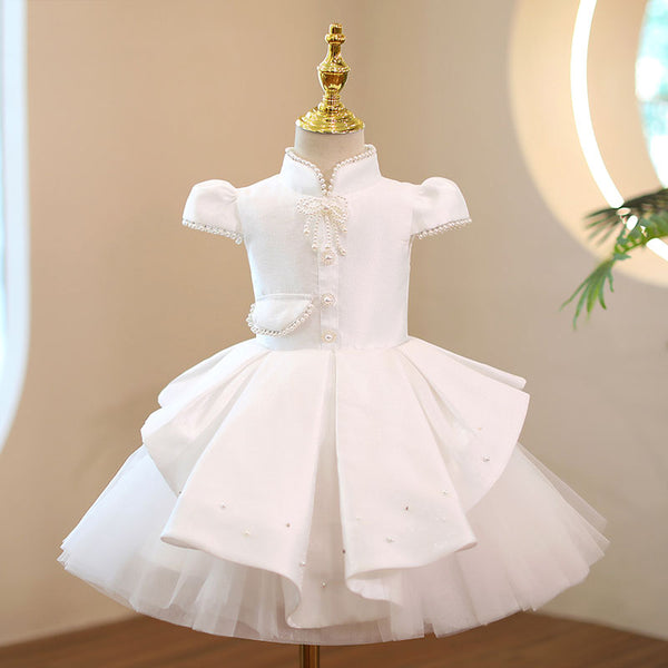 Elegant Stand Collar Puff Sleeve Princess Dress