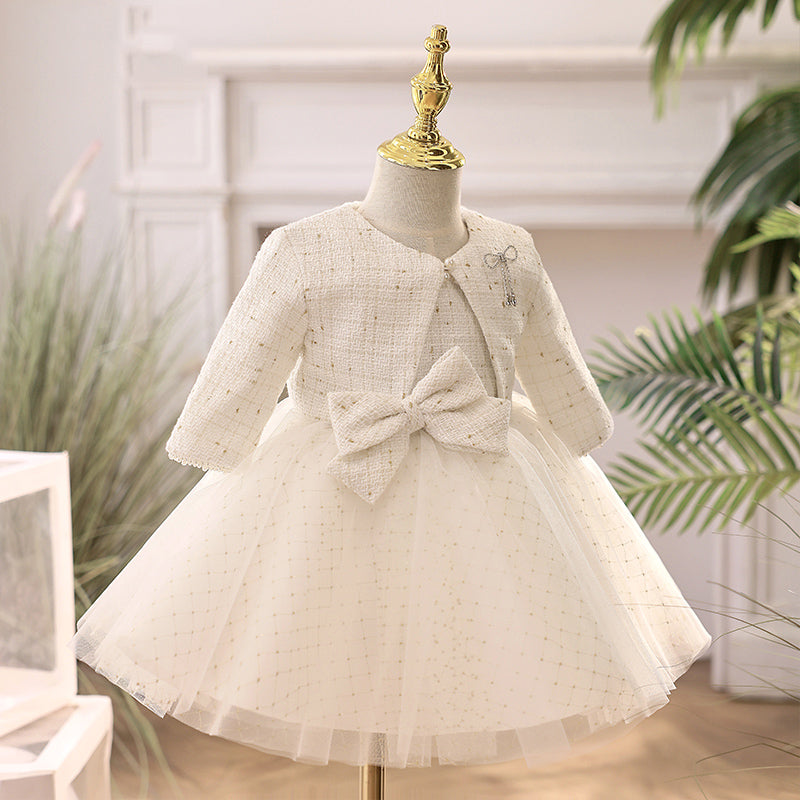 Baby Girl Birthday Party Dresses Girl Winter White Long Sleeve Puffy Formal Dresses, White / 5-6 Years (130cm) Baby Girl Birthday Party Dresses Girl Winter White Long Sleeve Puffy Formal Dresses, White / 5-6 Years (130cm)