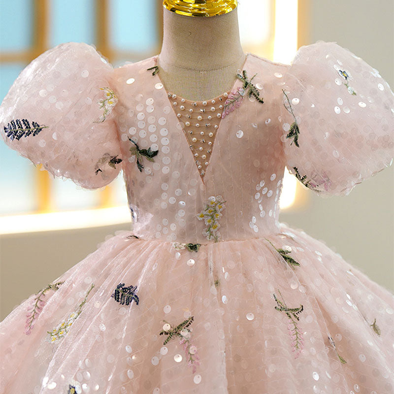 Elegant Baby Girl Sequin Pattern Dress Toddler Ball Gowns