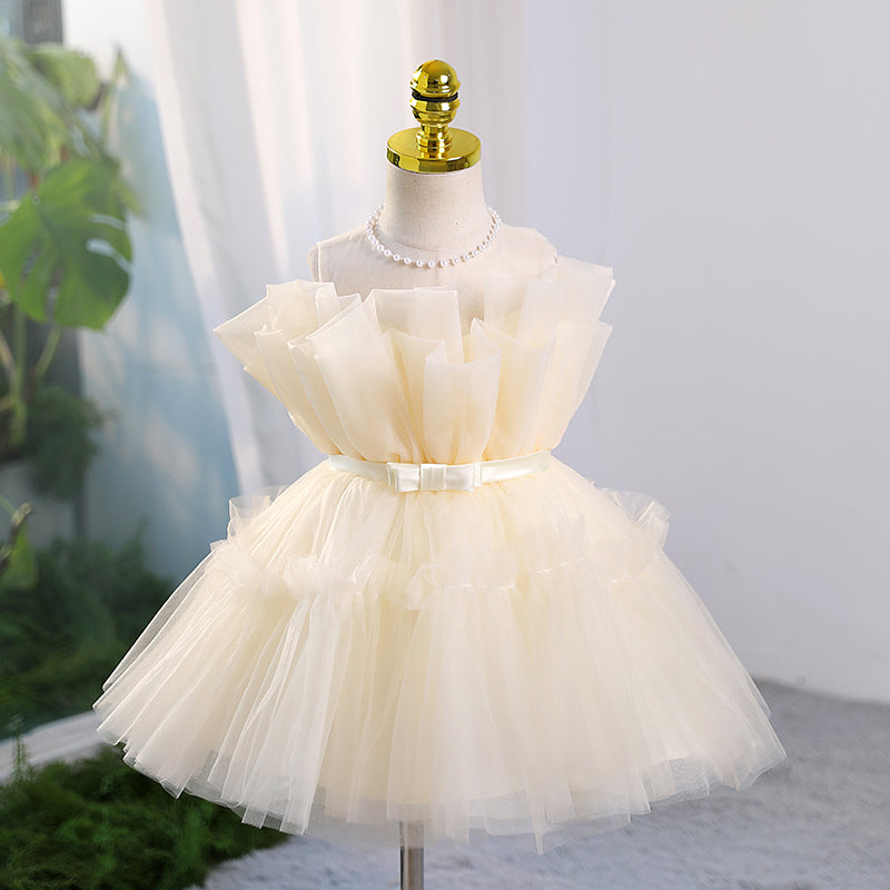 Baby Girl Christening Dresses Toddler Birthday Party Dress Yellow Puffy Girl Princess Dress