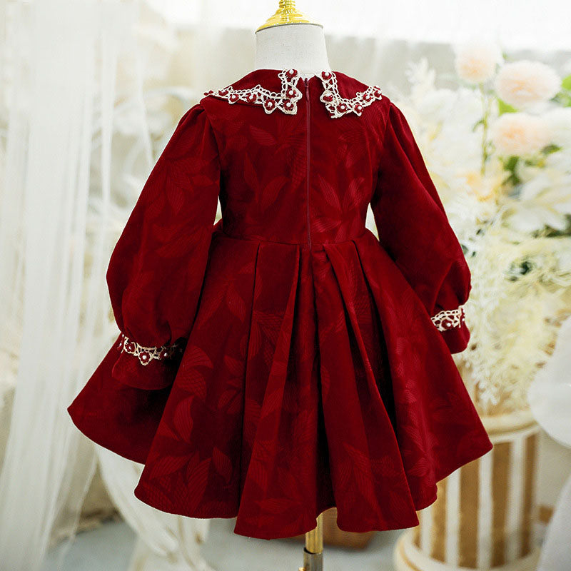 Girl Christmas Dress Baby Girl Dress Toddler Winter Doll Collar Red First Communion Princess Dress