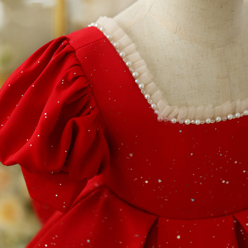Baby Girl Birthday Party Red Sequins Christmas Princess Dress