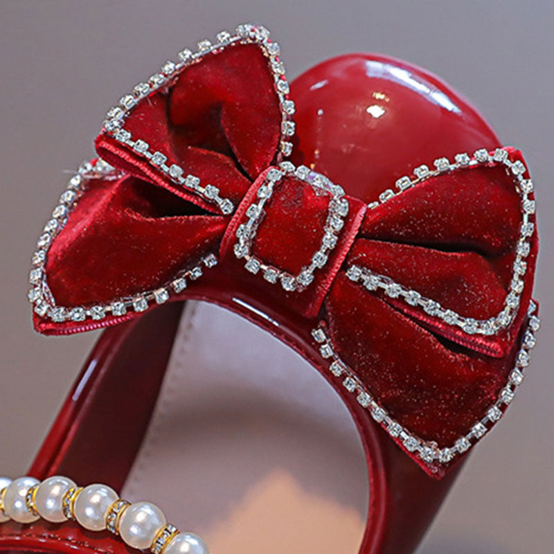 Elegant Bow Pearl Soft Sole Princess Shoes