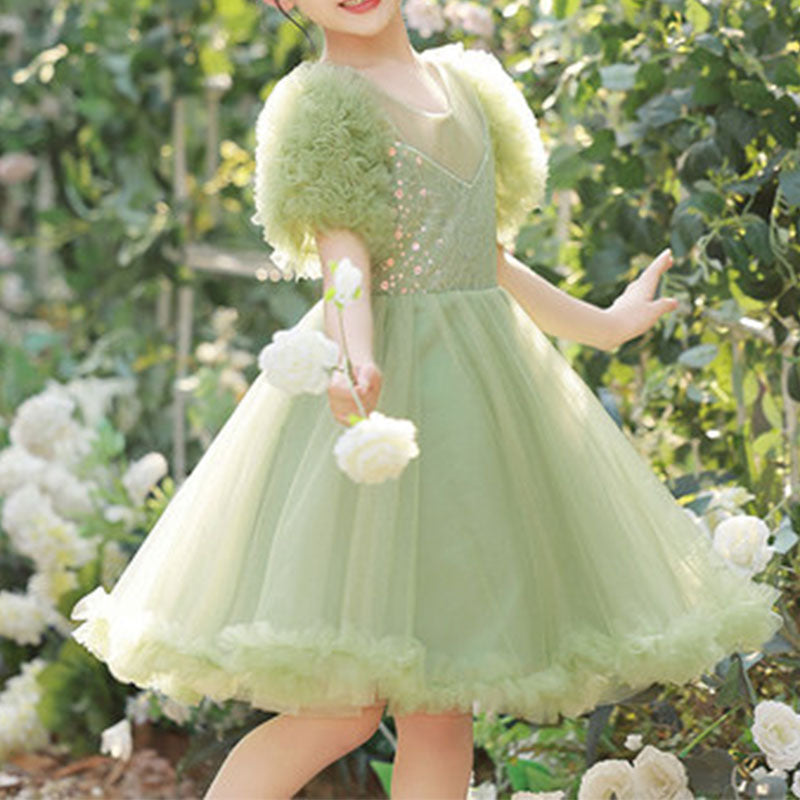 Baby Girl Dress Toddler Prom Fluffy Wedding Birthday Pageant Sequin Dress