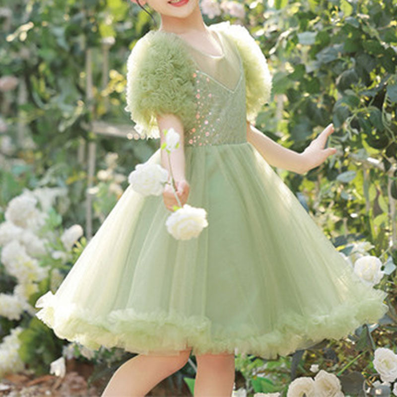 Baby Girl Dress Toddler Prom Fluffy Wedding Birthday Pageant Sequin Dress