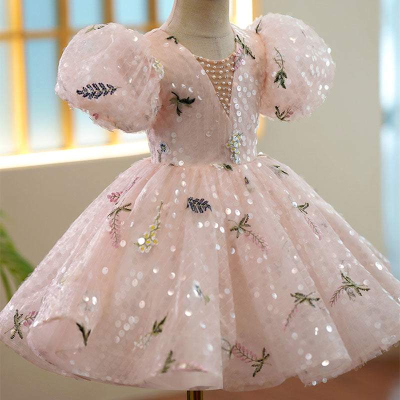 Baby Girls Dress Toddler Ball Gowns Prom Sequin Embroidery Wedding Puffy Princess Dress