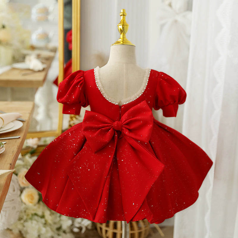 Baby Girl Birthday Party Red Sequins Christmas Princess Dress