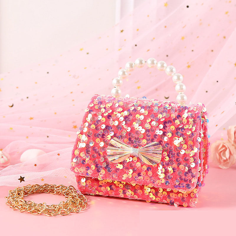 Cute Bow Sequin Princess Crossbody Handbag