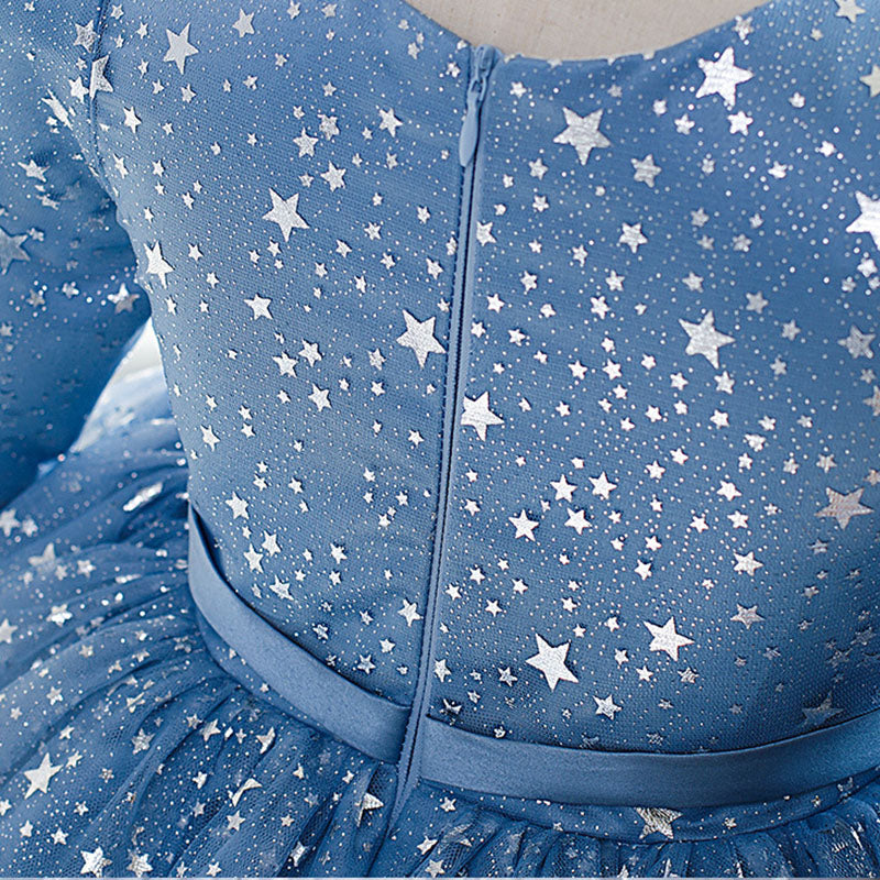 Baby Girl Birthday Party Dresses Toddler Star Print Long Sleeve Blue B marryshe Baby Girl Birthday Party Dresses Toddler Star Print Long Sleeve Blue B marryshe