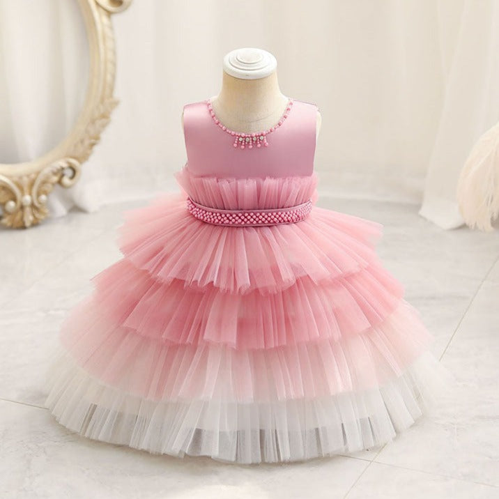 Baby Girl Birthday Party Dress Toddler Cute Gradient Cake Fluffy Princess Dress Girls Formal Dresses