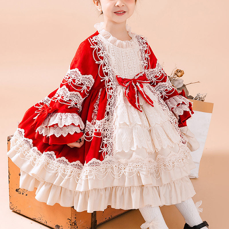 Baby Girl Red Lolita Birthday Party Dress