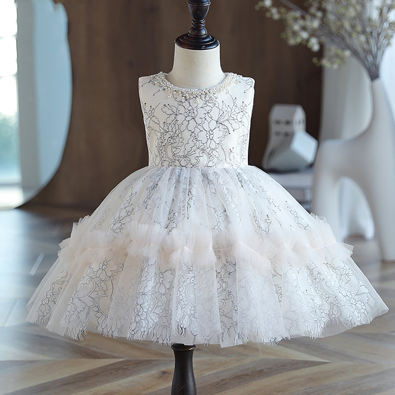 Baby Girl First Communion Dress Toddler Sequin Two-Piece Thermal Birthday Party Dress
