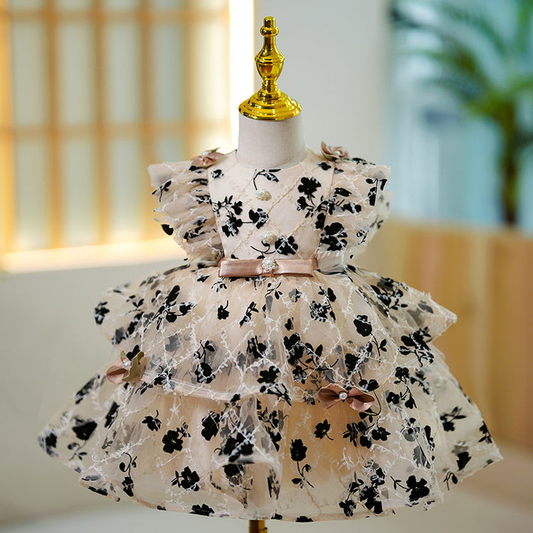 Baby Girl Princess Dress Floral Fluffy Cake Birthday Party Dress