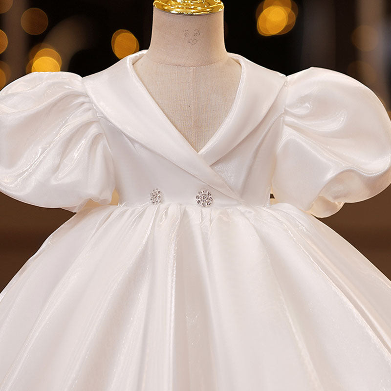 V-neck Puff Sleeve Princess Dress