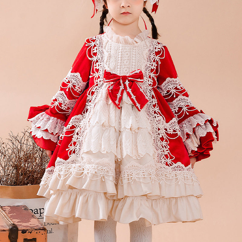 Baby Girl Red Lolita Birthday Party Dress