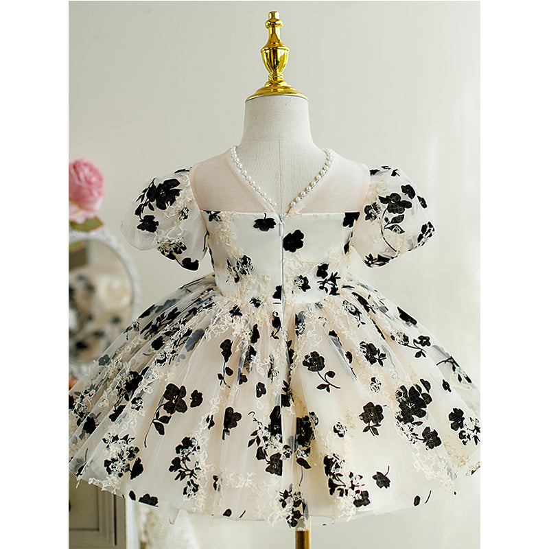 Toddler Prom Dress Little Girl Princess Bow Printed Fluffy Communion Party Dress