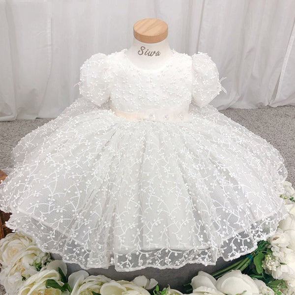 Flower Girl Dresses Baby Girl Christening Dress Cute Bowknot Birthday Party Dress