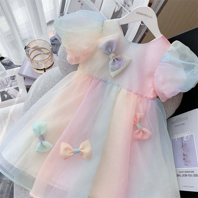Baby Girl Party Dress Summer Rainbow Princess Dress