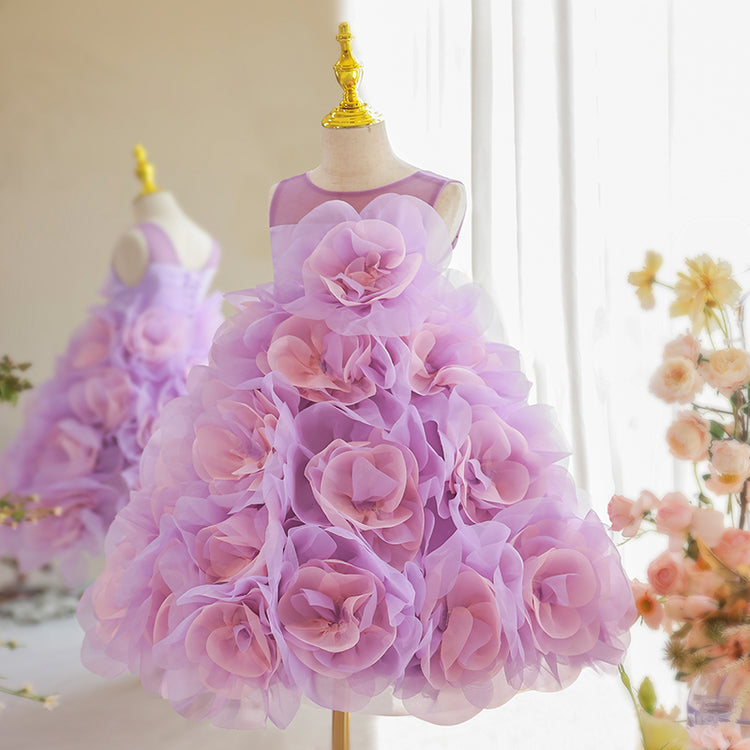 Girl Easter Dress Summer Flowers Puffy Birthday Princess Dress