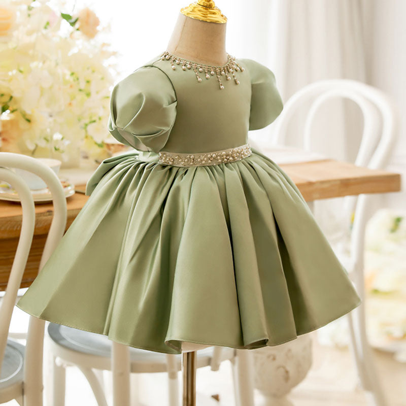 Little Girls Dress Toddler Green Pearl Communion Formal Princess Birthday Party Dress, Green / 7-8 Years (140cm) Little Girls Dress Toddler Green Pearl Communion Formal Princess Birthday Party Dress, Green / 7-8 Years (140cm)