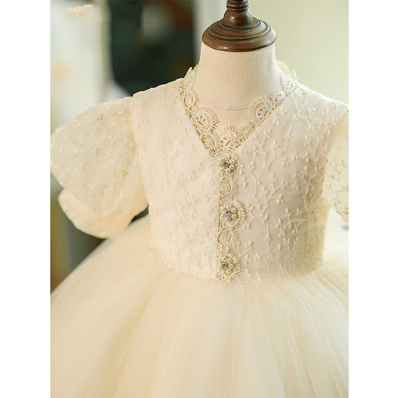 Baby Girl Dress Little Girl White Puffy Beauty Communion Pageant Princess Baptism Dress