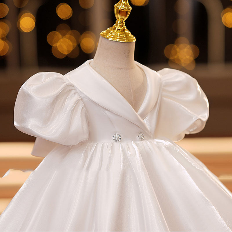 V-neck Puff Sleeve Princess Dress