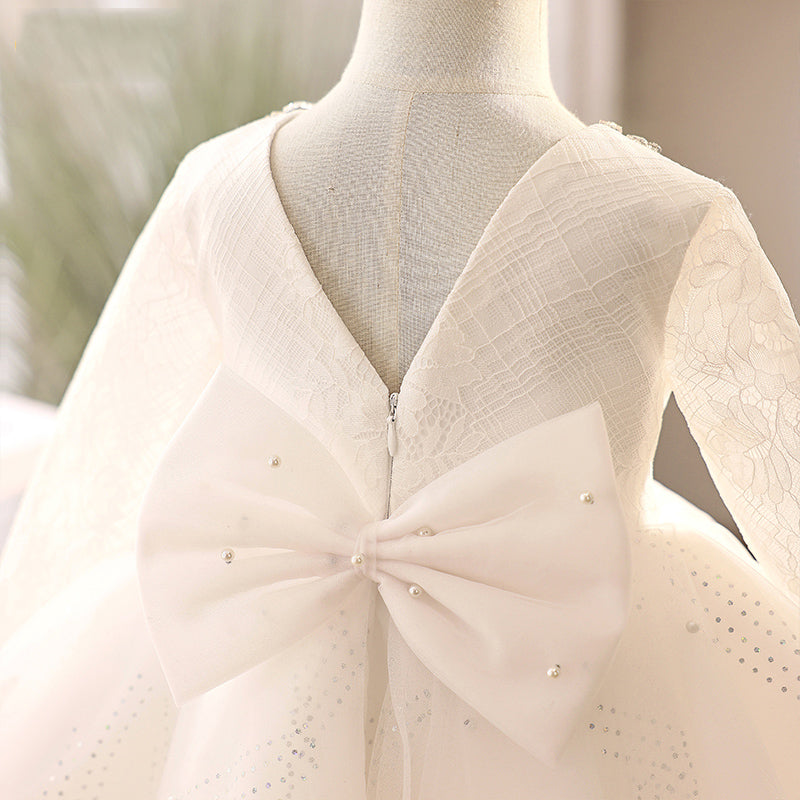 Elegant Wedding Long Sleeves Flower Girl Princess Dress