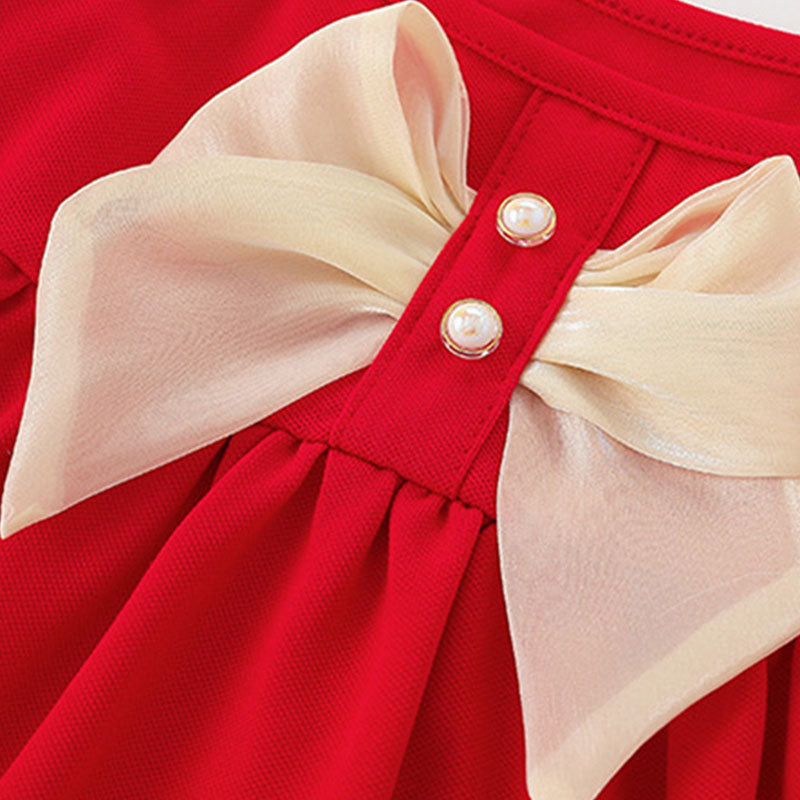 Baby Girl Dress Little Girl Summer Red Bowknot Dress Vest Dress