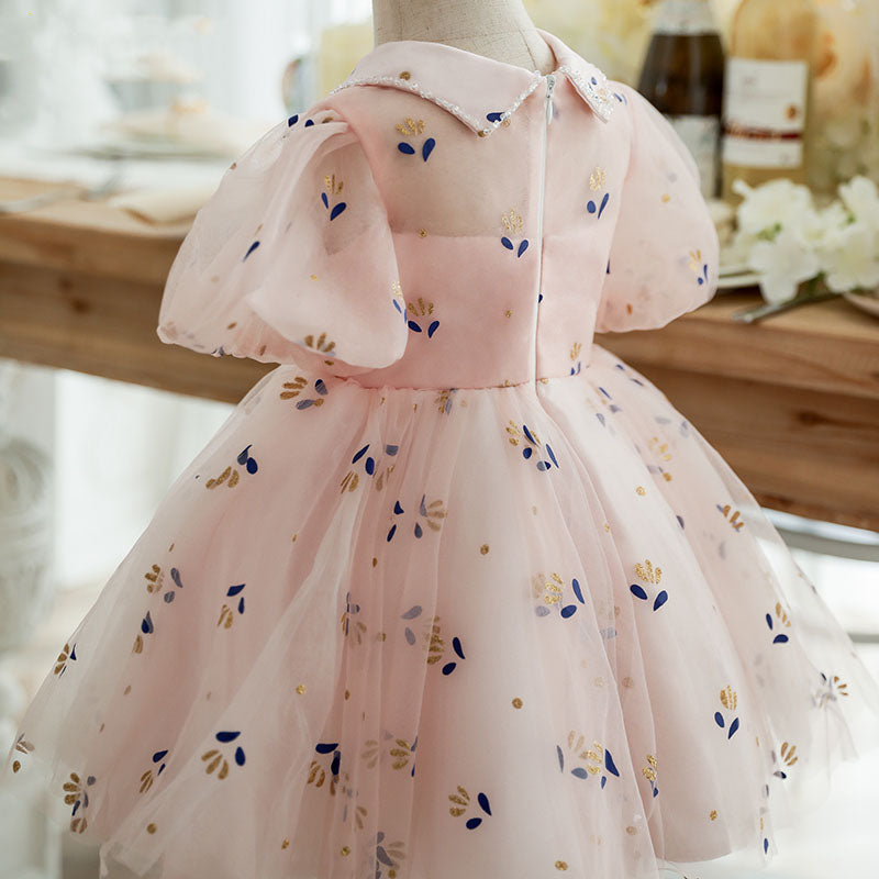 Pink Print Doll Collar Princess Dress