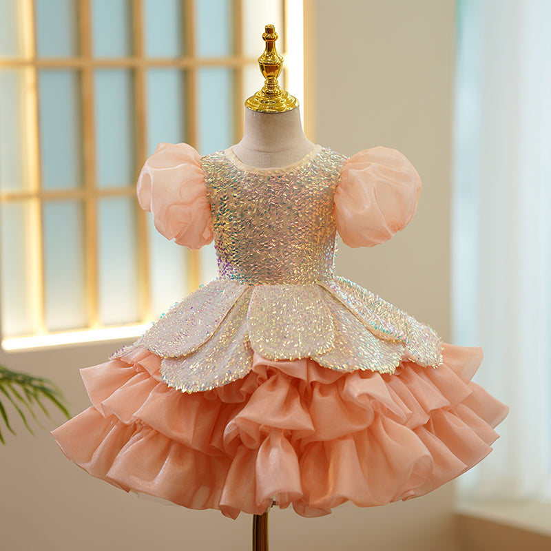 Toddler Ball Gowns Girl Summer Cute Sequins Communion Princess Dress