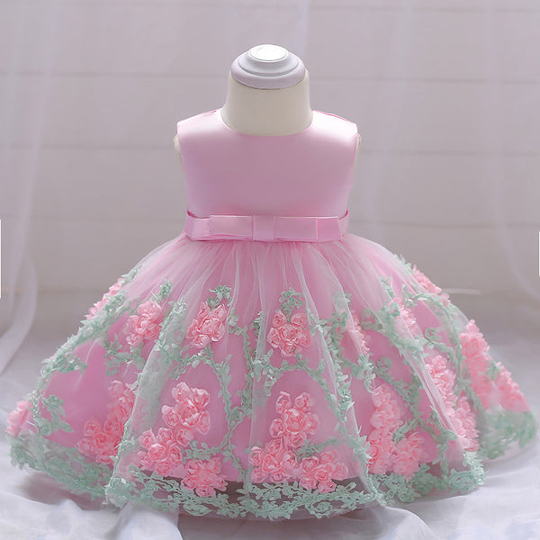 Toddler Princess Dresses Cute Baby Flower Girl Dress Girl Sleeveless Mesh Birthday Party Dress