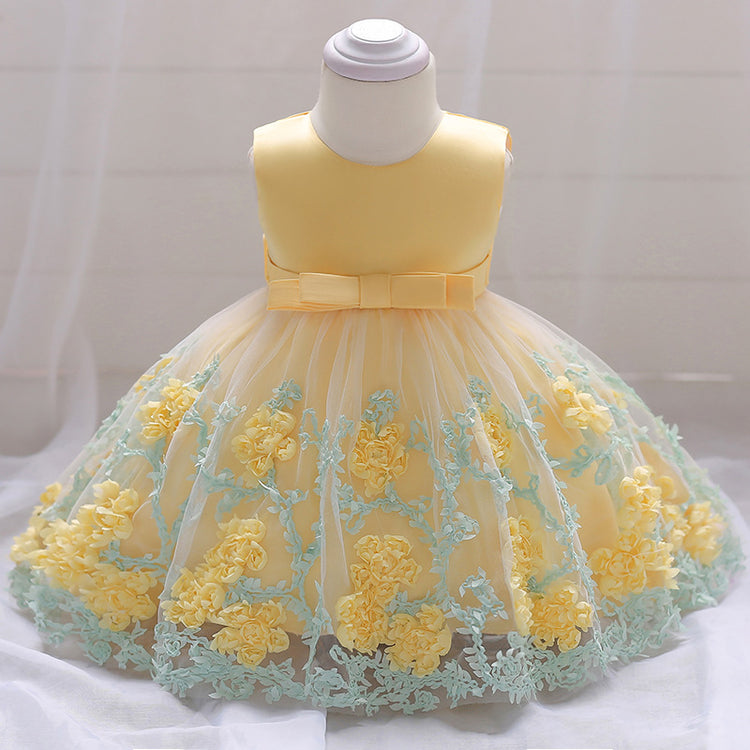 Toddler Princess Dresses Cute Baby Flower Girl Dress Girl Sleeveless Mesh Birthday Party Dress