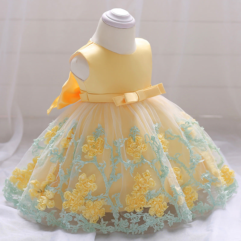 Toddler Princess Dresses Cute Baby Flower Girl Dress Girl Sleeveless Mesh Birthday Party Dress