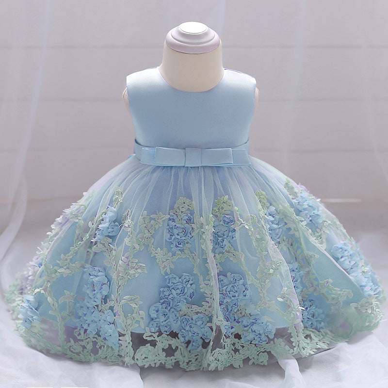 Toddler Princess Dresses Cute Baby Flower Girl Dress Girl Sleeveless Mesh Birthday Party Dress