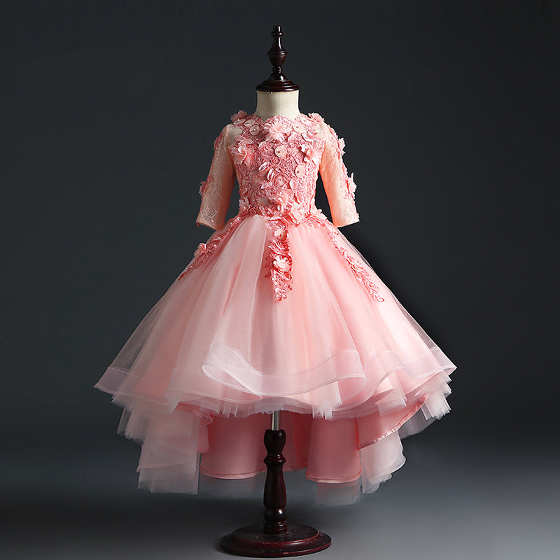 Elegant Floral Lace Puffy Princess Dress
