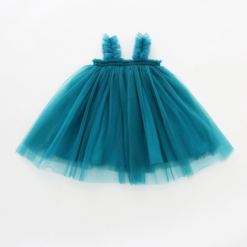 Baby Girl Party Dress Summer Mesh Sling Fluffy Princess Birthday Dress