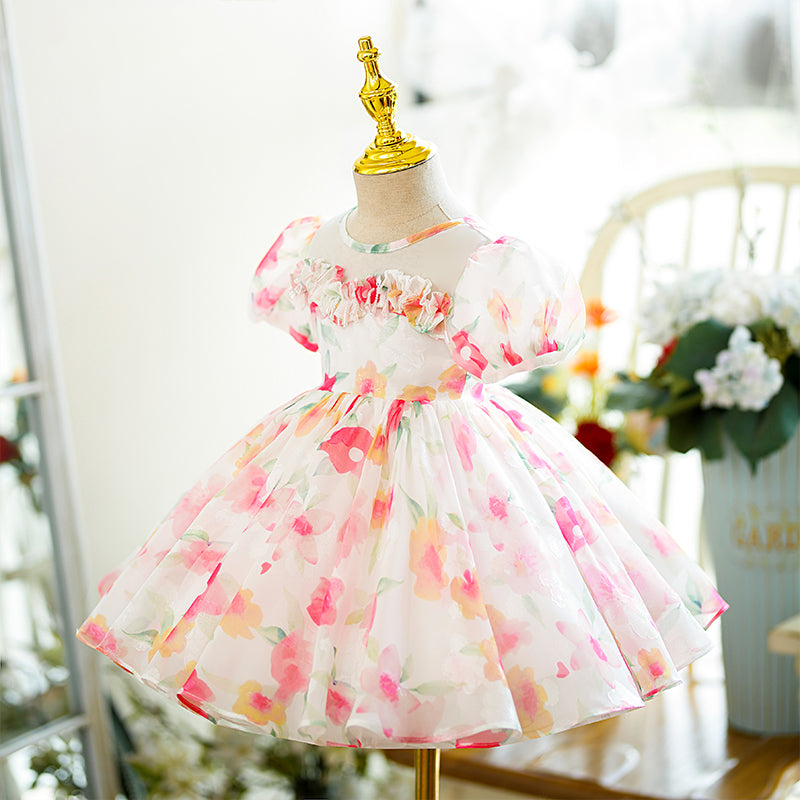 Baby Girl Puffy Flower Birthday Party Princess Dress