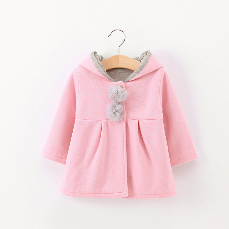 Girls Cute Bunny Ears Hooded Jacket