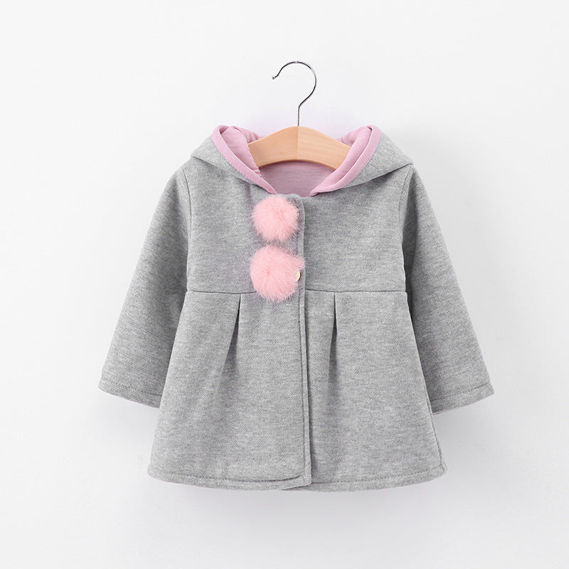 Girls Cute Bunny Ears Hooded Jacket