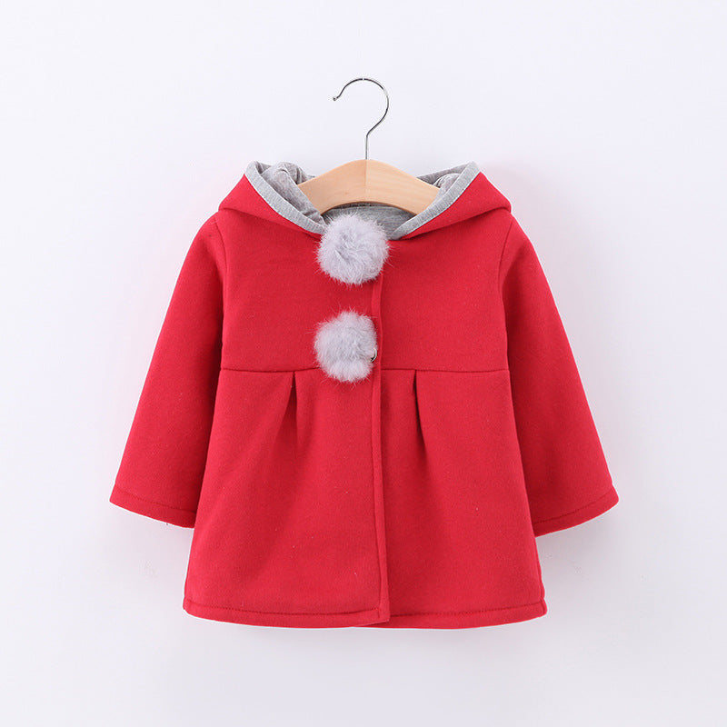 Girls Cute Bunny Ears Hooded Jacket